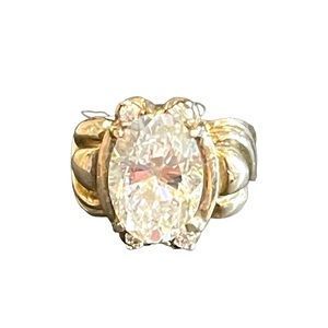 Sterling silver 925 Large CZ Glass chunky ornate design ring sz 9